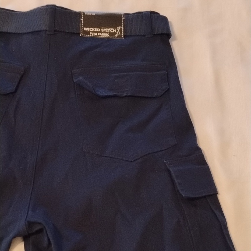 Wicked Stitch Men Navy Blue Flex Fabric With Side Pockets & Belt, Size: 30, NWT - Picture 6 of 9